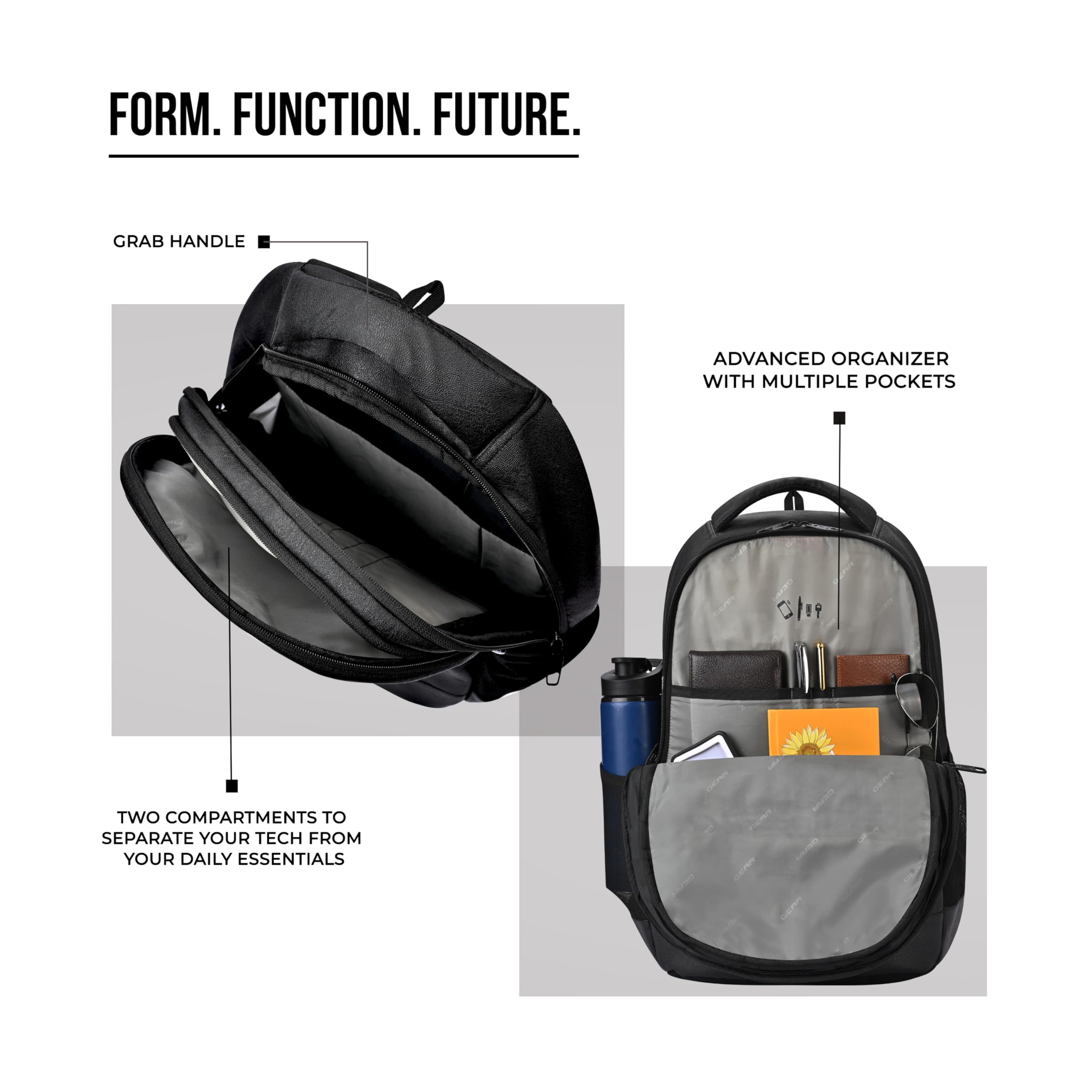 Gear Vintage2 Anti Theft Faux Leather 28 Ltrs Black Laptop Backpack (LBPVG2LTH0101) 4