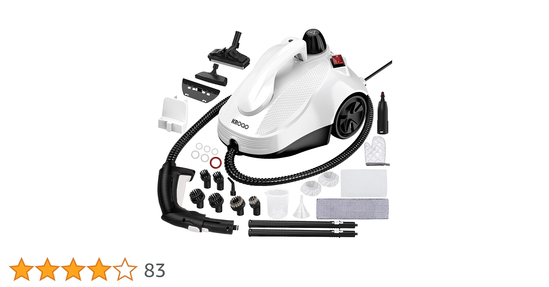 Amazon | KROQO スチームクリーナー、1.5L水タンク容量スチーム