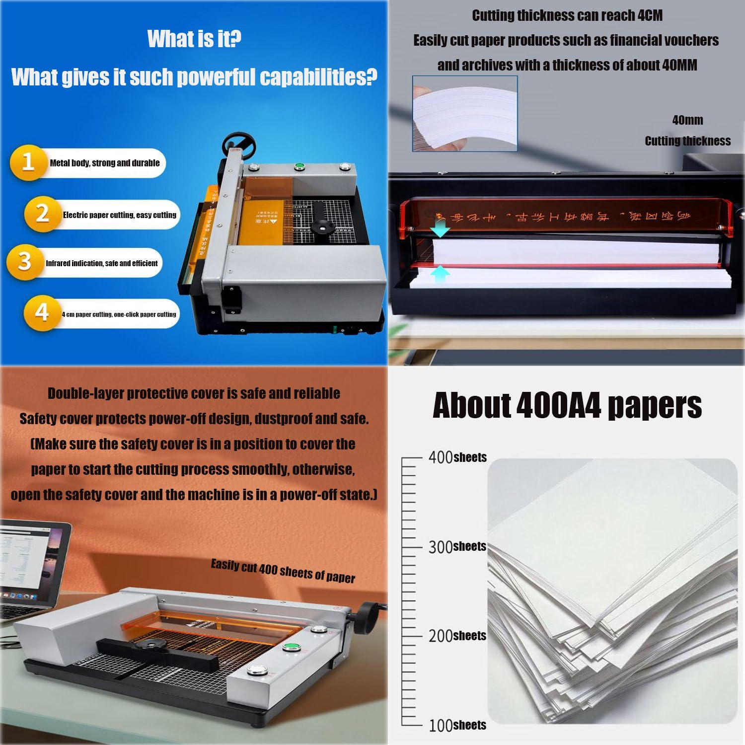 Tagliacarte elettrico, completamente automatico, resistente, per A4 e pelle, dispositivo di taglio di precisione per ufficio e artigianato