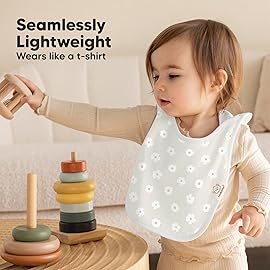 KeaBabies 8-Pack Baby Bibs for Boys, Girls - Pullover Bibs for Drooling Teething Baby Girl & Boy Toddler, Newborn, Soft & Absorbent, Cute Colors, Large Torso Coverage Keep Infant Clean & Dry (Fleur)