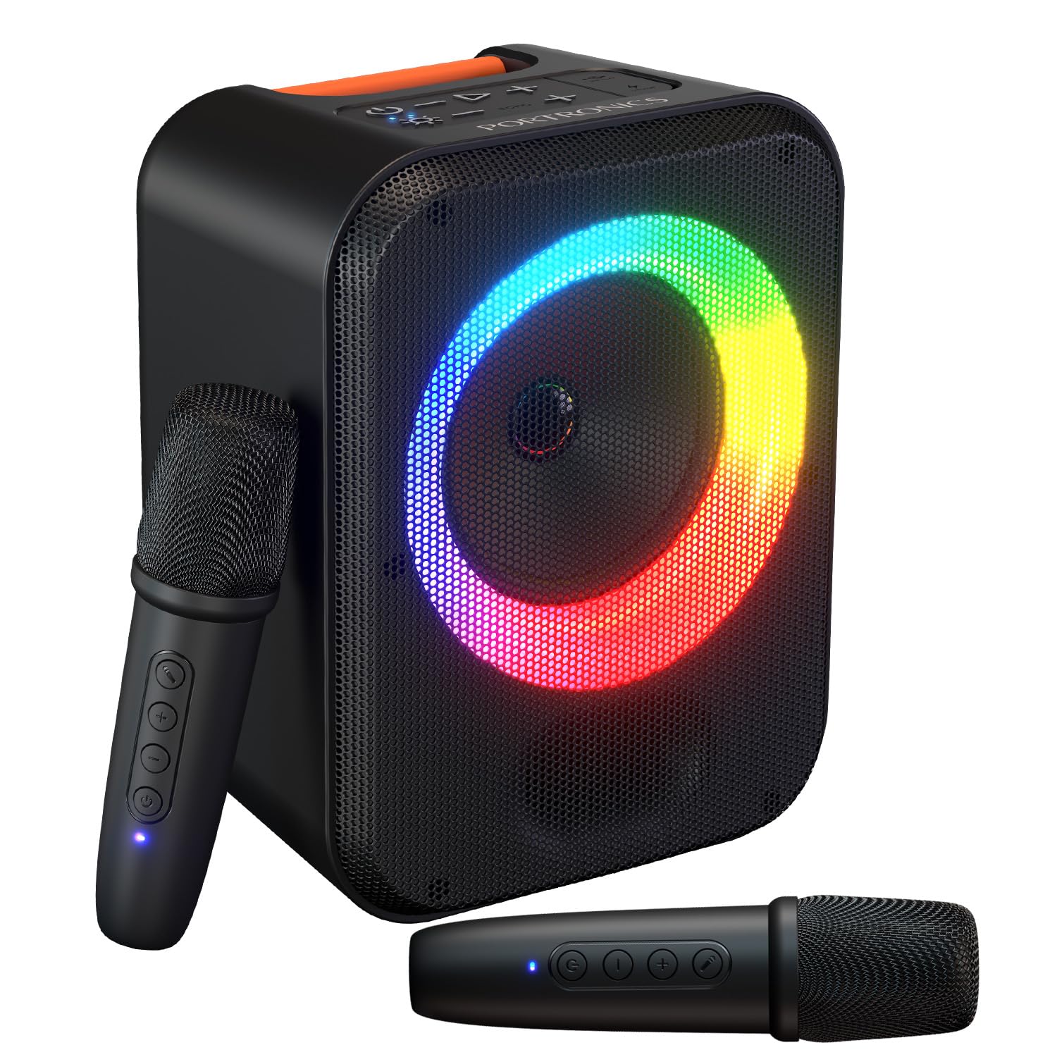 Speaker with a graphic indicating up to 5 hours playtime