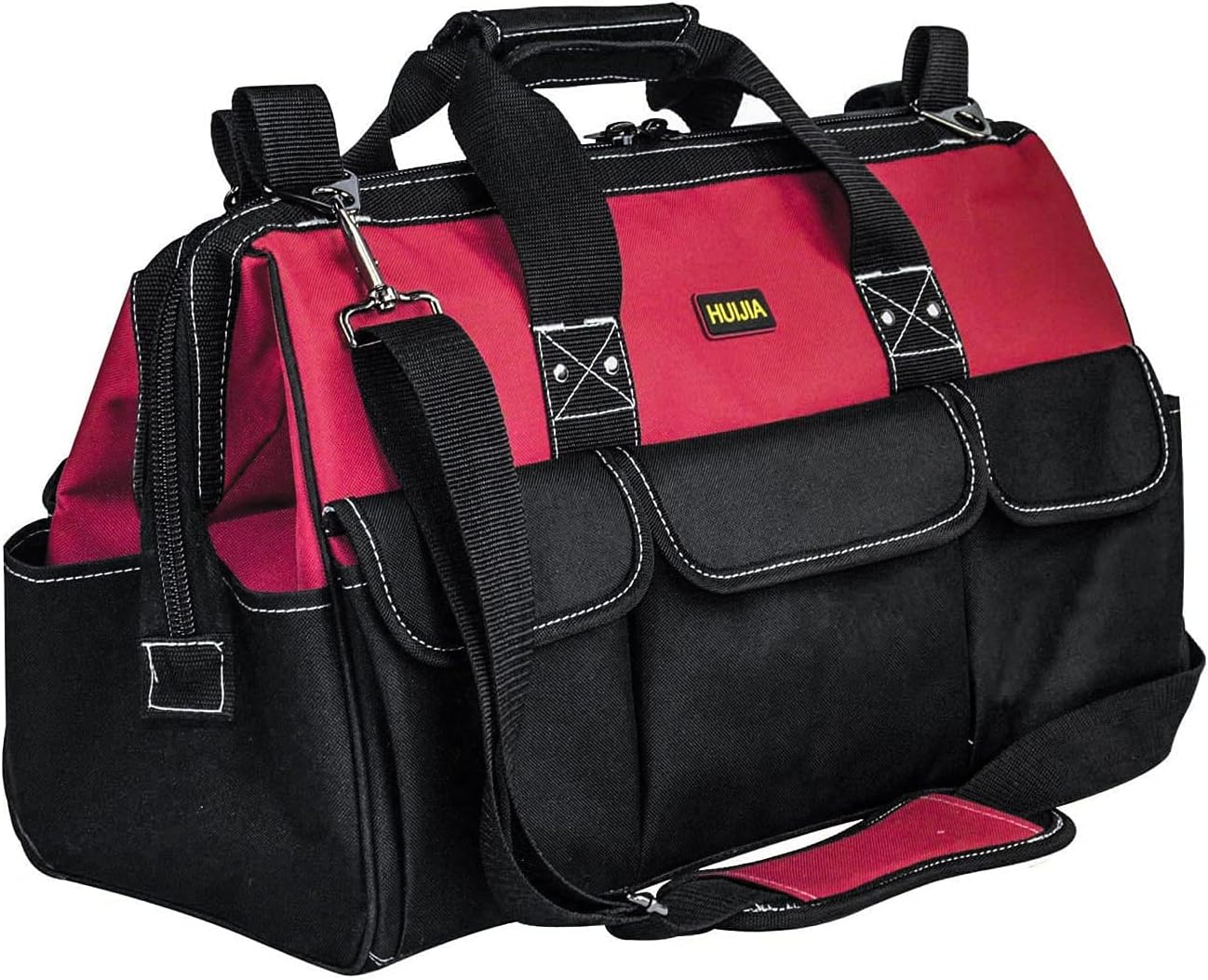 HUIJIA 17-inch Tool Organizer Bags Wide Mouth Water Resistant Heavy Duty Tool Bag with Water Resistant Molded Base (L,17''X11.5''X7.5'')