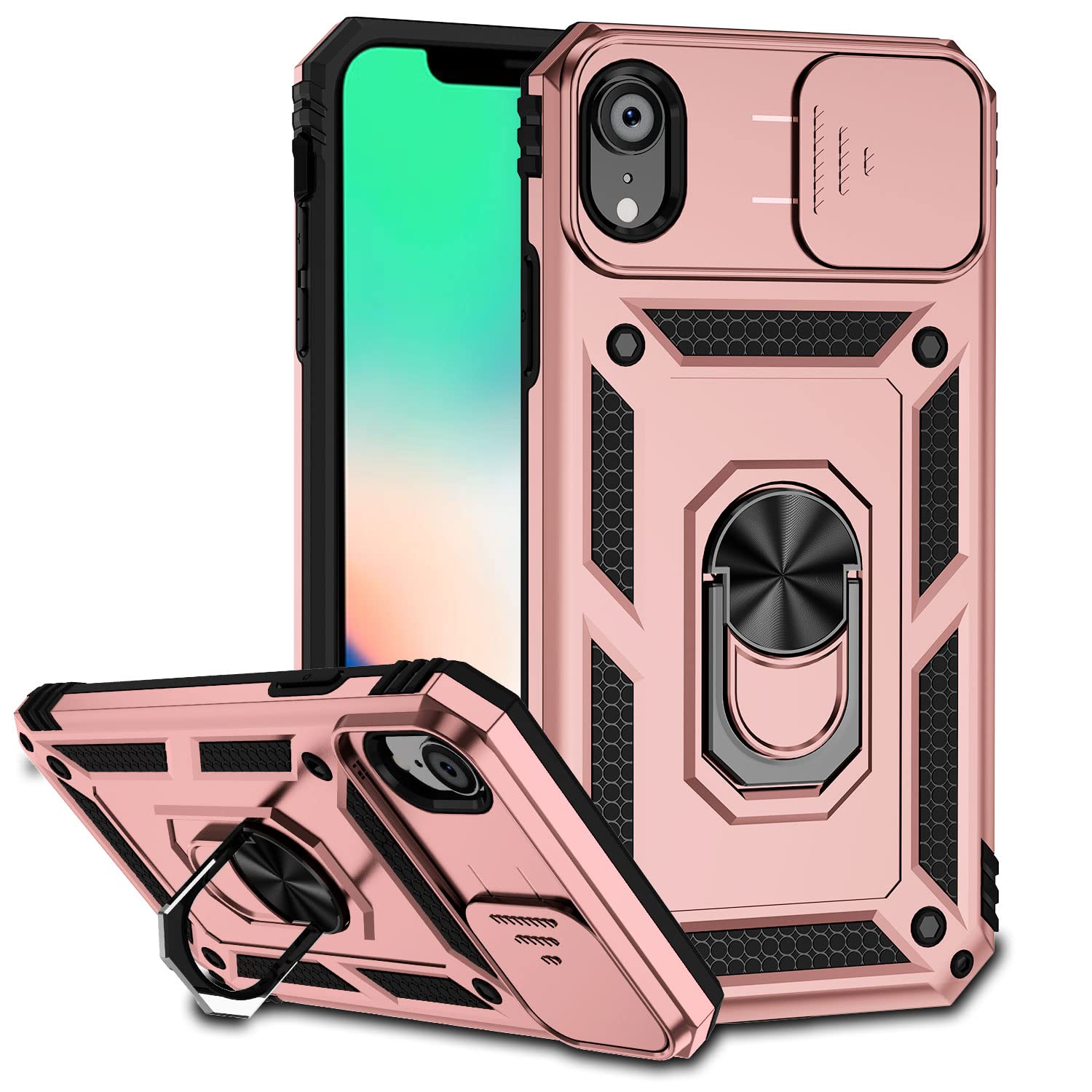 Hitaoyou Funda Para IPhone XR Con Funda Para Cámara, IPhone XR, Funda Para IPhone XR Con Soporte De Grado Militar, A Prueba De Golpes, Resistente, Con Soporte Magnético Para Automóvil, Color