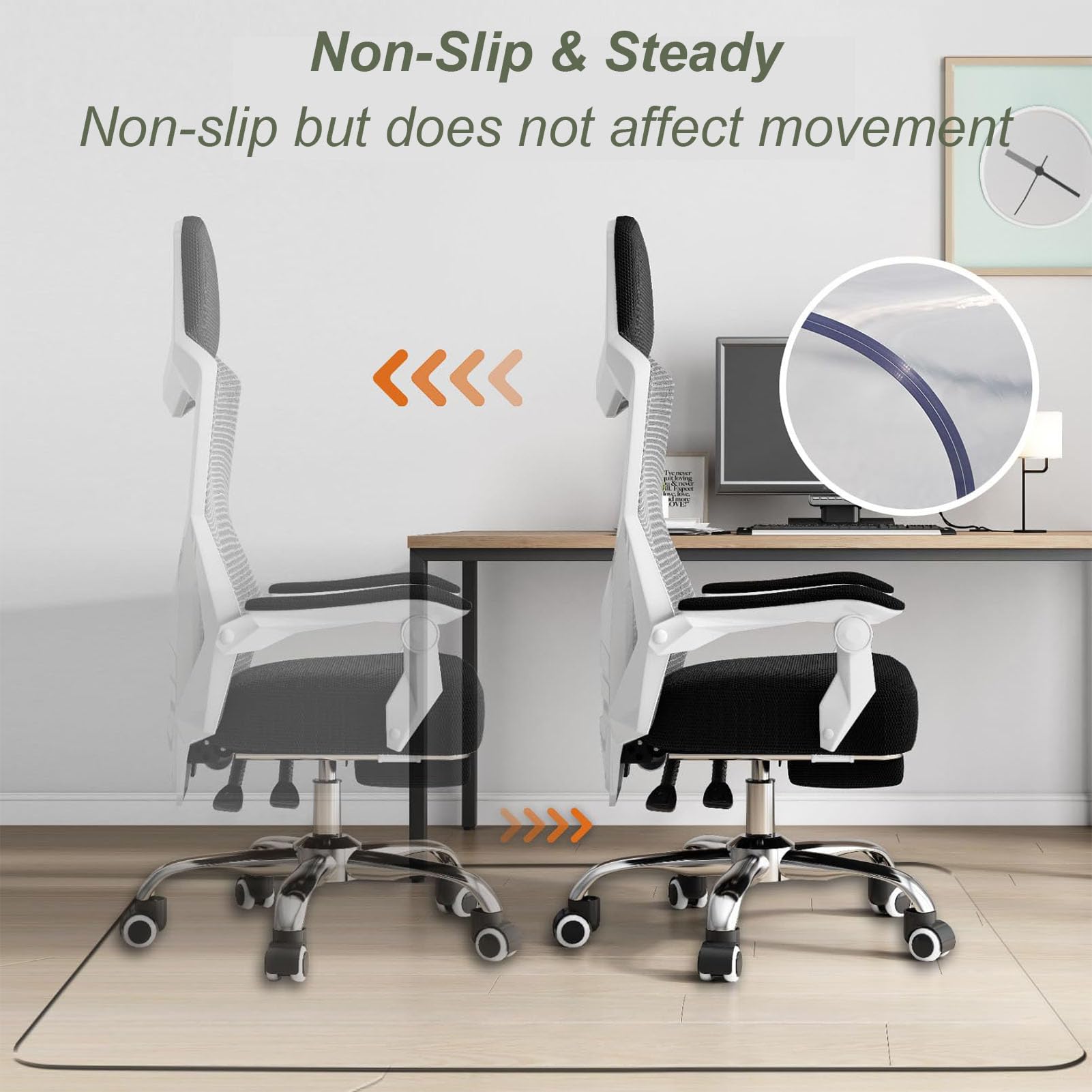Tapete transparente antideslizante de PVC para silla, protector de suelo impermeable para alfombras y suelos duros, tapete de oficina, duradero, transparente, protector de parquet y laminado
