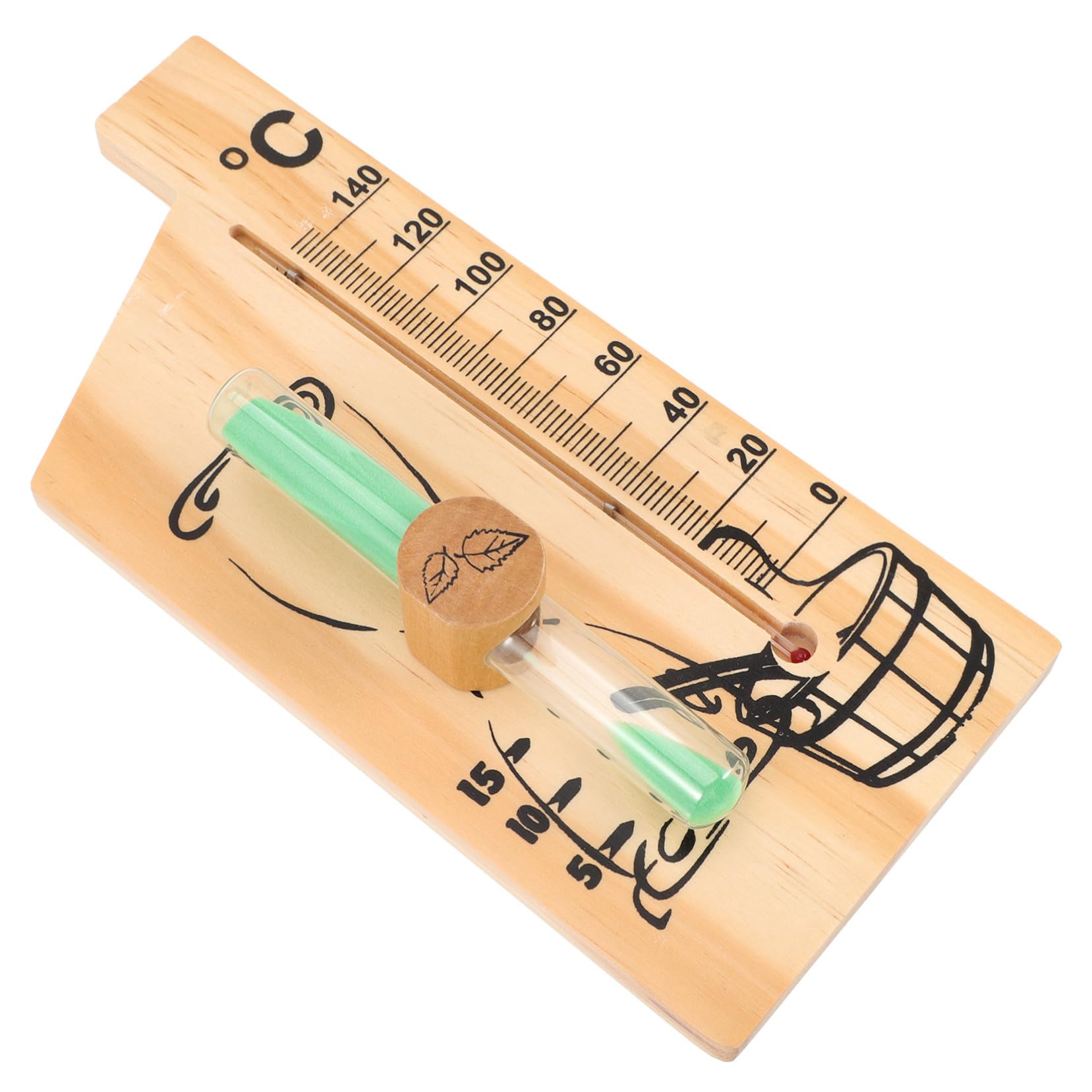 OFFSCH Sauna Timer 15 Minute Sand Timer Sauna Accessories Desk Topper 2 Minute Sand Timer Sauna Sand Clock Rotating Sand Woody Toy Durable Sauna Room Timer Glass to Rotate Thermometer