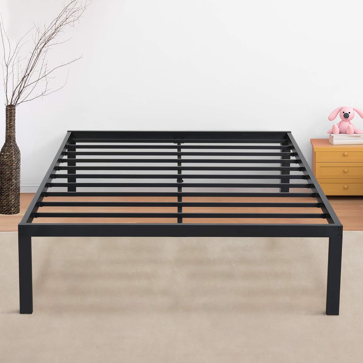 Olee Sleep New Dura Metal Steel King Tulsa Mall Slate Bed Frame Black