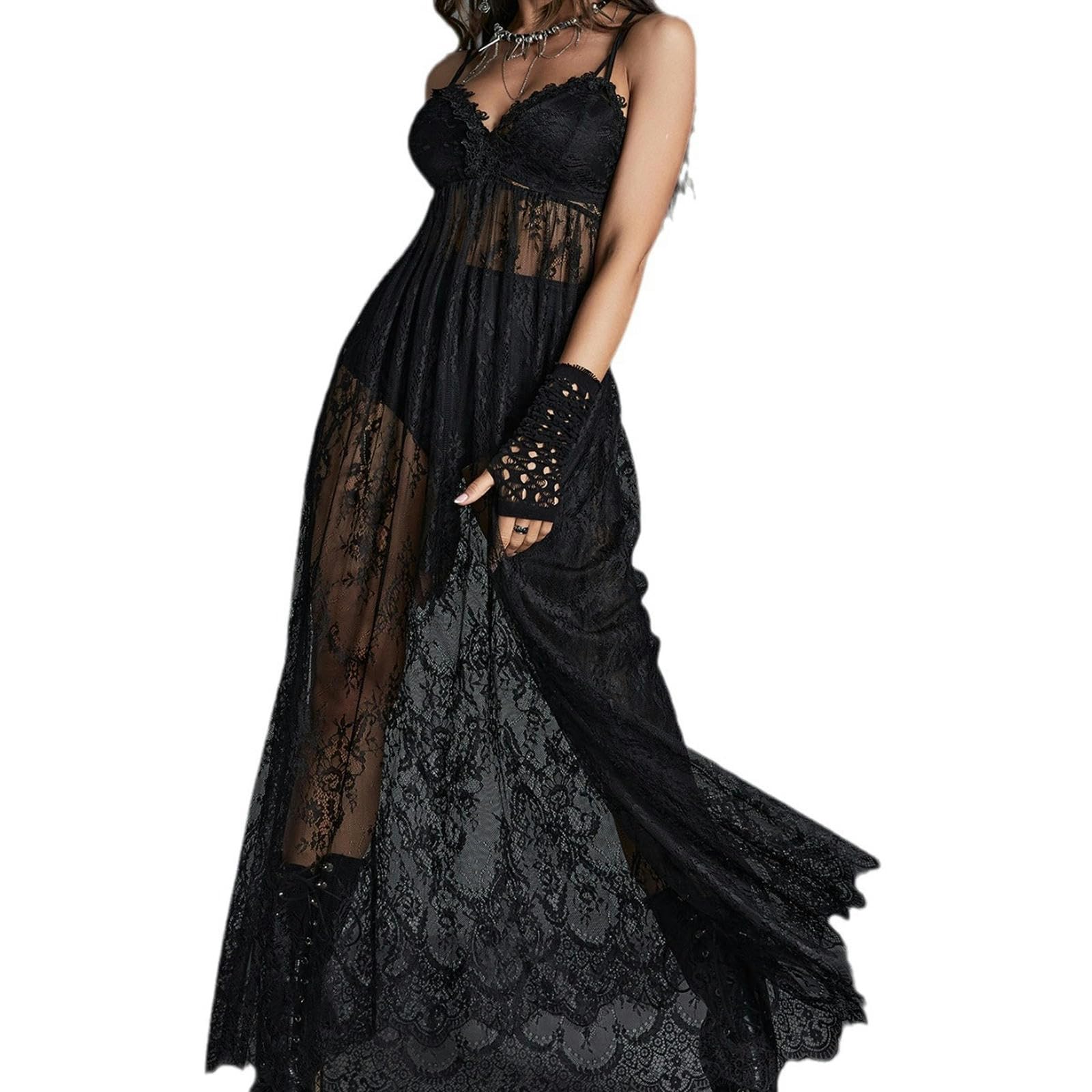 Gonna con Bretelle con Impunture in Pizzo Autunno Nuova Moda Abito Stampato Abbigliamento da Donna