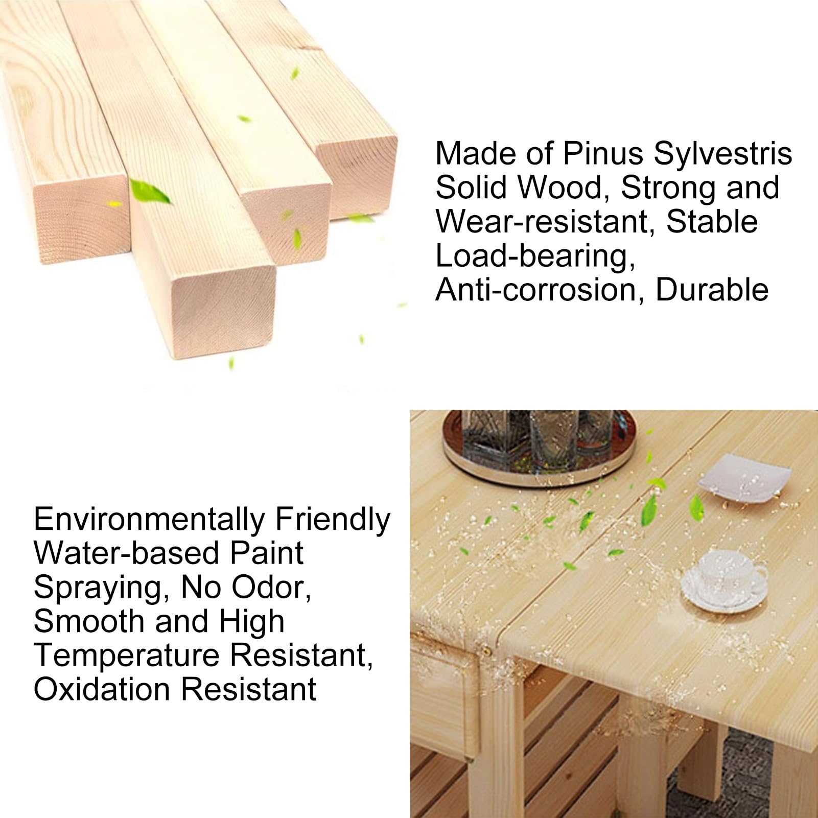 Ensemble table de salle à manger extensible en bois avec 4 chaises 1,2 m Table pliante pour cuisine, salle à manger, salon et restaurant – Finition beige