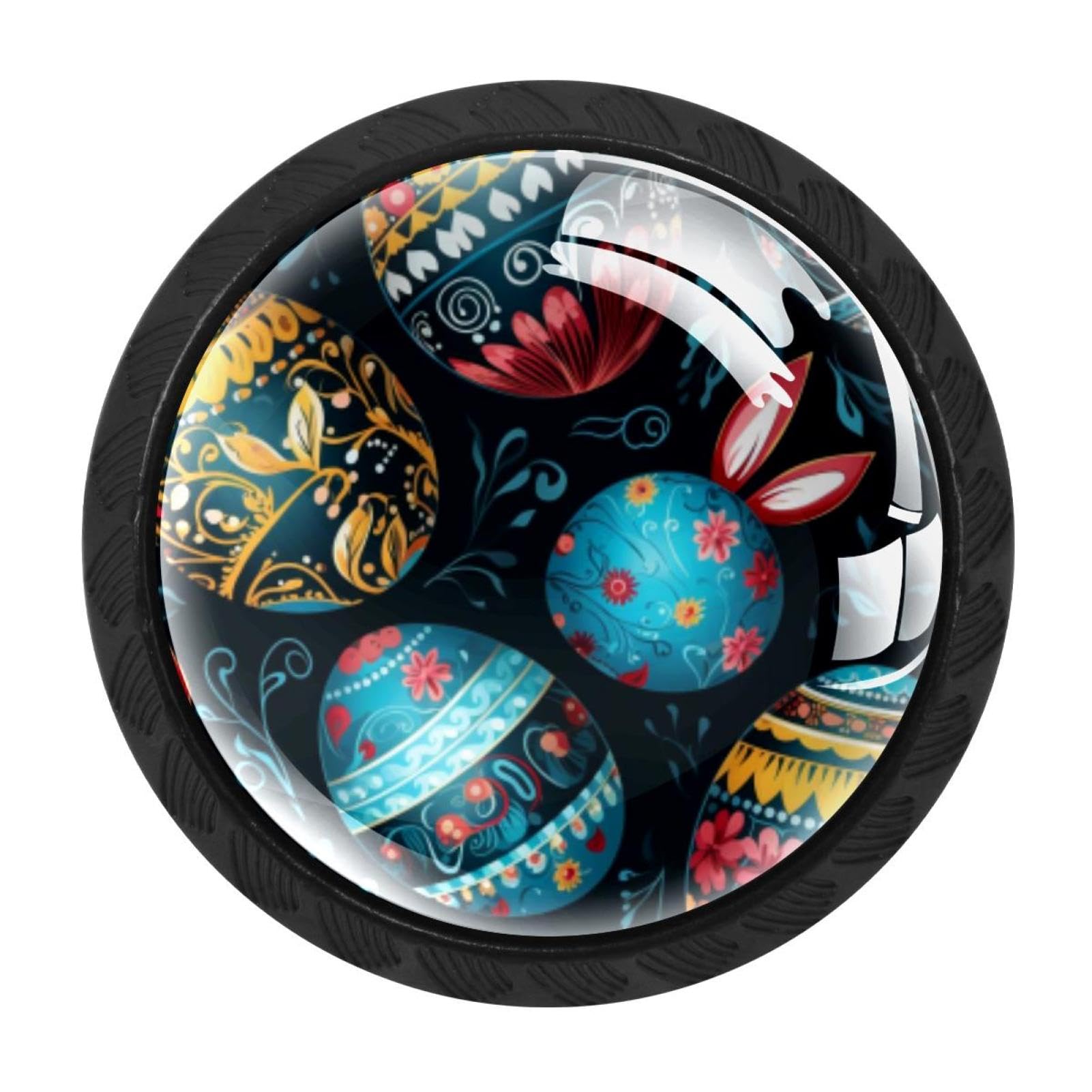 Chenzzzz Multicolored 19 4 Pack Black Easter Drawer Knobs, Cabinet Knobs Round Glass Knobs For Kitchen Cabinet Hardware Bathroom 35Mm