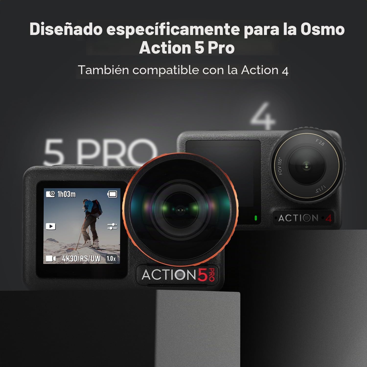 K&F CONCEPT Filtro Gran Angular para dji Osmo Action 4/5 Pro - Lente HD con Revestimiento Verde Antirreflectante, Resistente al Agua y Rayones - Incluye Paño de Limpieza