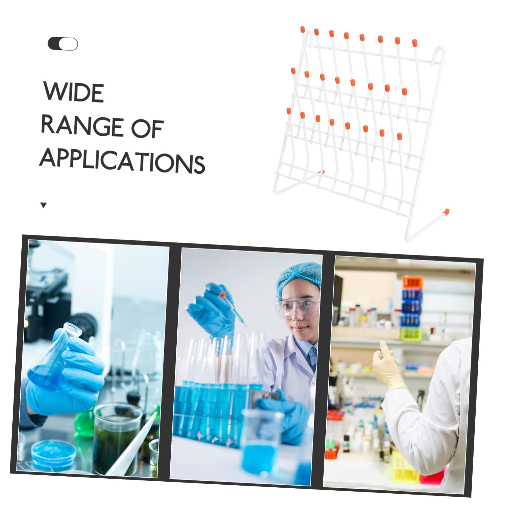 Ciieeo Rack Portaprovette 24 Posti per Laboratorio in Ferro Bianco di Essiccazione Leggero e Facile da Trasportare per Provette e Becher per Uso Industriale e Laboratoriale