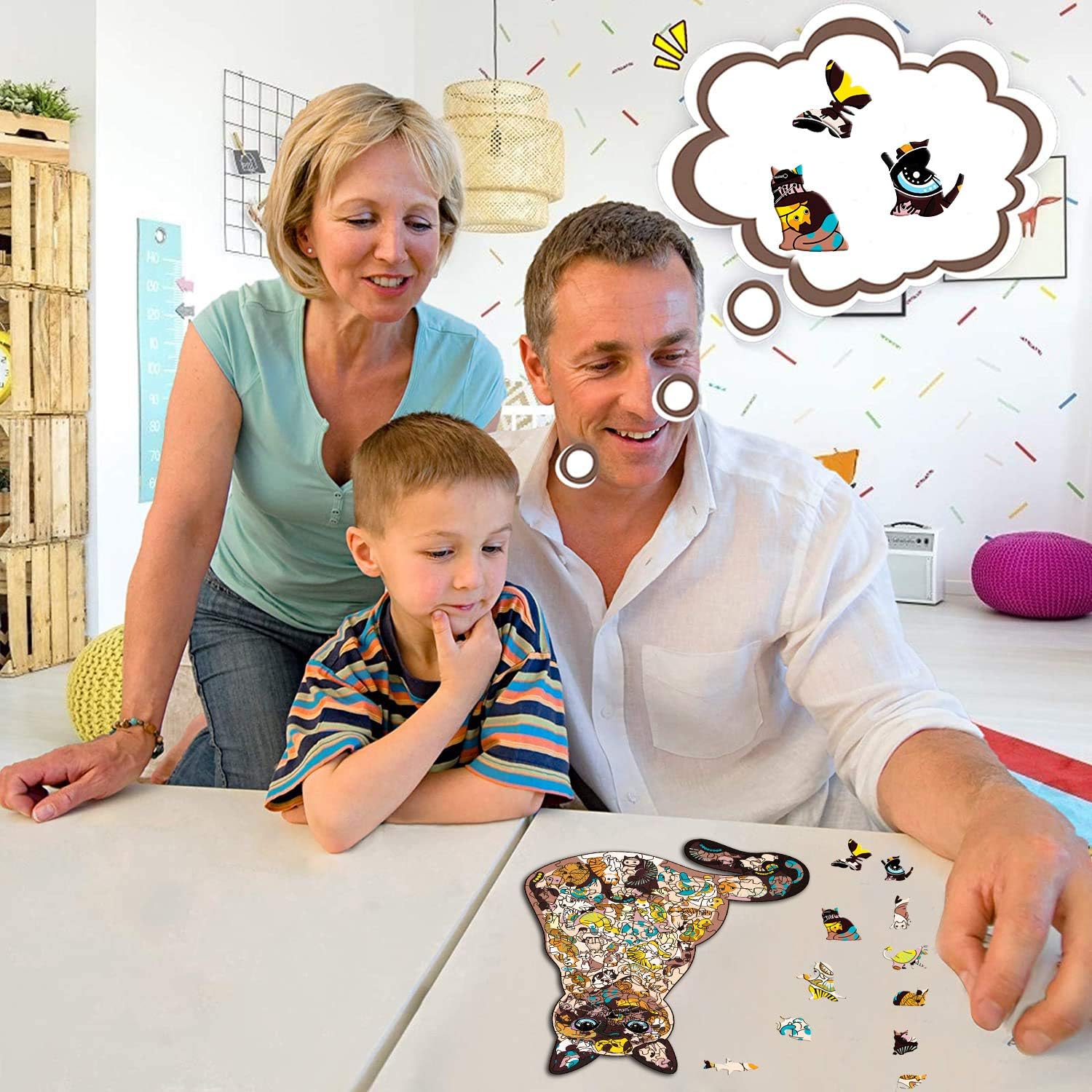 Unique Wooden Jigsaw Puzzles for Adults - Cat Wooden Jigsaw Puzzles,Magic Wooden Jigsaw Puzzles Gifts for Adults and Kids(8.3x6.3in,105 Pieces): Toys & Games