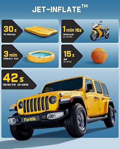 Miniatura 4 de Fanttik Inflador de neumáticos X10 Cross Compresor de aire portátil, bomba de aire de infladodesinflación rápida, inflador inalámbrico de 150 PSI