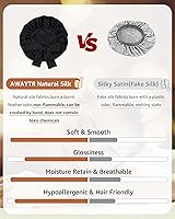 Vista 5 de Gorro de seda de AWAYTR para dormir, mujeres, 100% seda de morera con banda, reversible de 2 capas, envoltura para el cabello para dormir