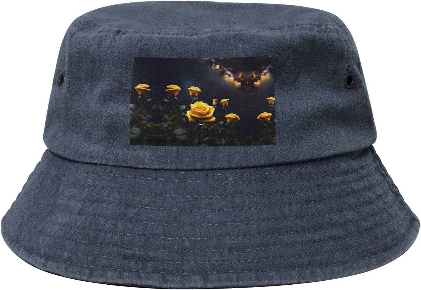 Beautiful Yellow Roses Printed Cowboy Fisherman hat, Suitable for Outdoor Fishing Beach Party Fisherman hat Hip-hop hat,