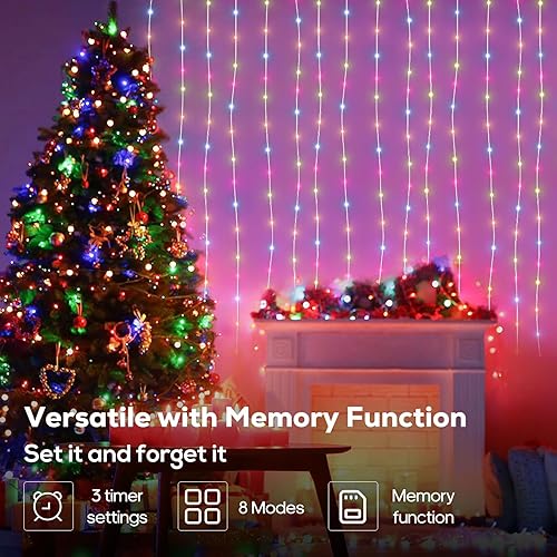 Miniatura 4 de Luces de Navidad para exteriores, 600 luces LED de 206 pies, impermeables, enchufables, 8 modos LED, funciones de sincronización y memoria, para