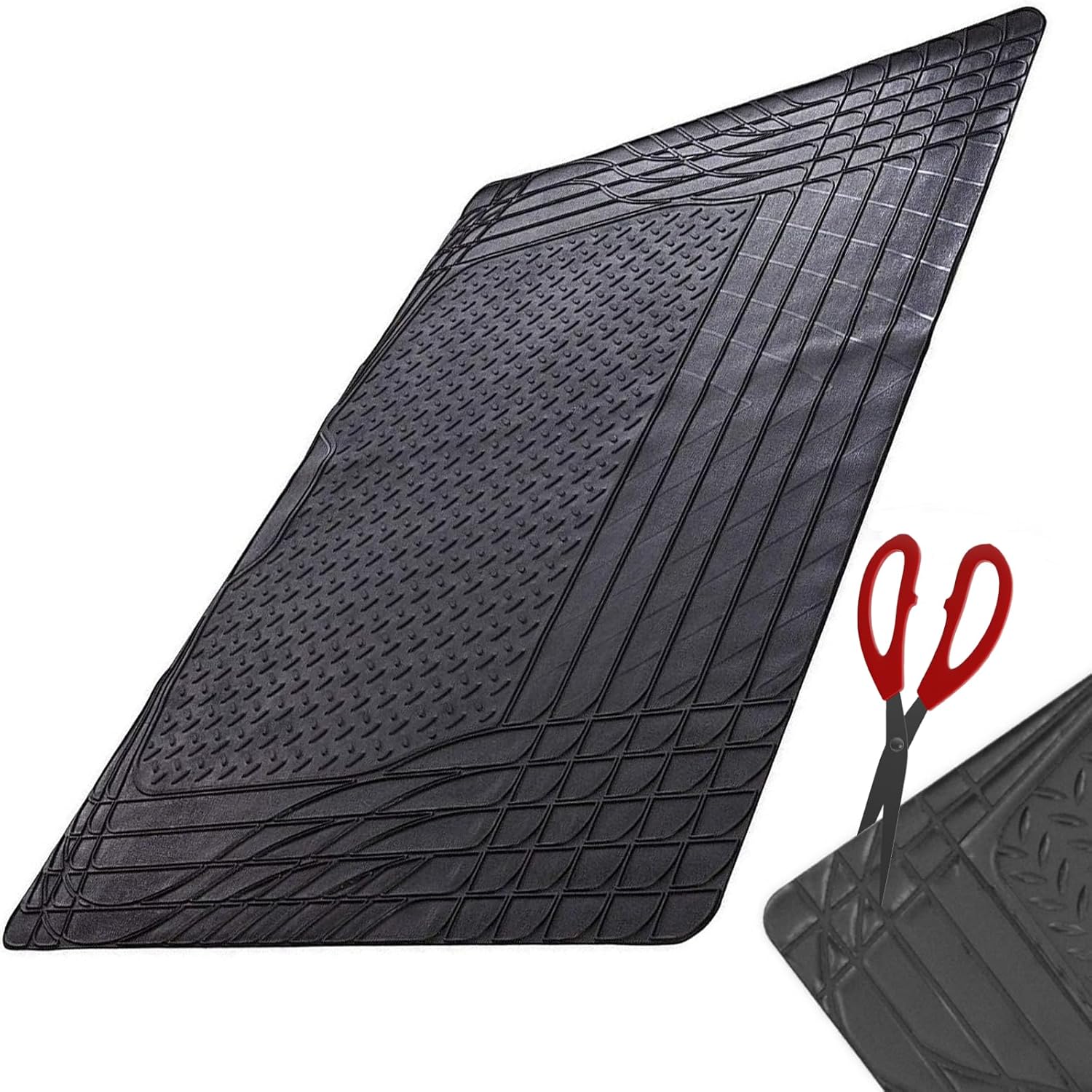 Xtremeauto® Universal Fit All Black Rubber NonSlip Car Boot Liner Complete with Sticker