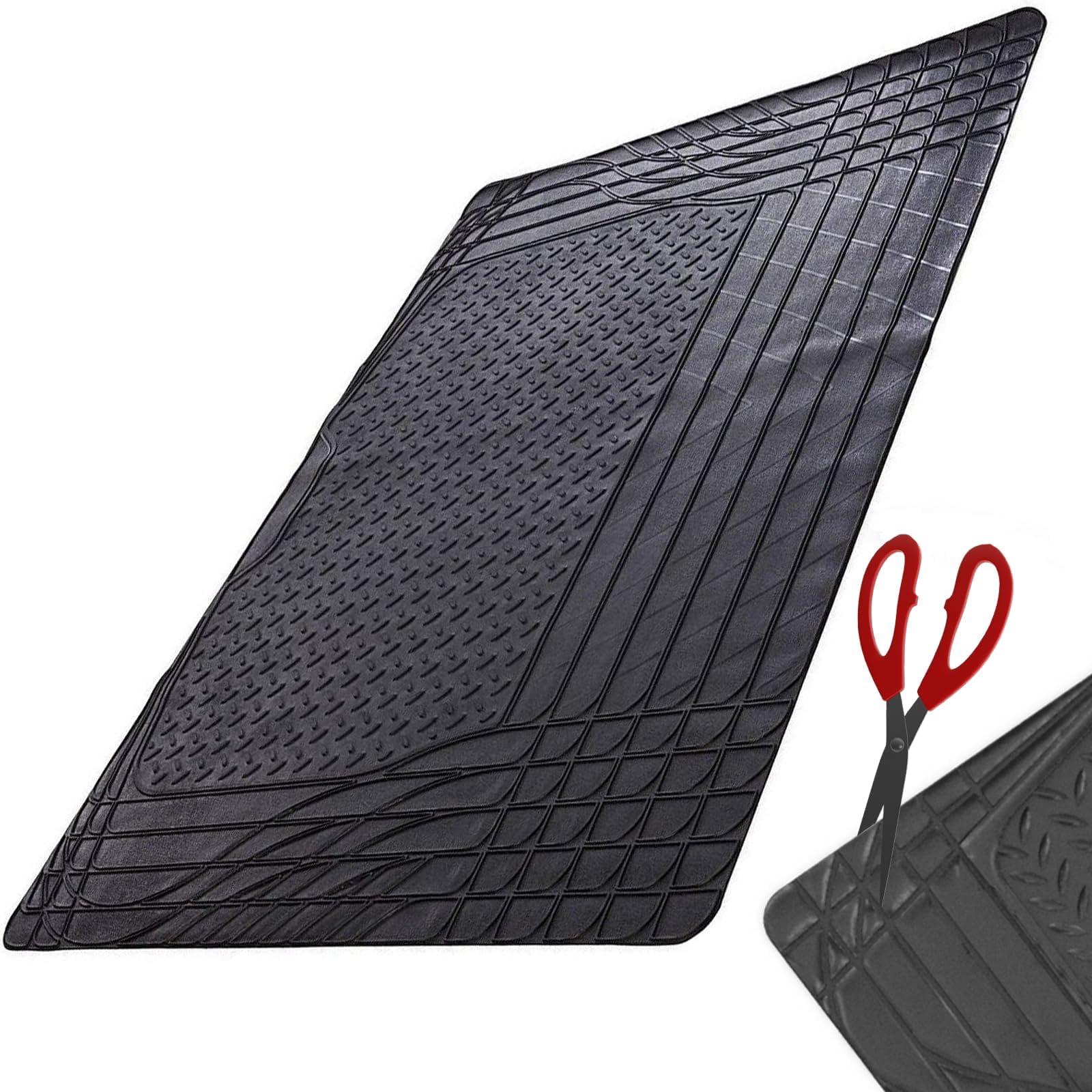 Xtremeauto® Universal Fit All - Black Rubber Non-Slip Car Boot Liner Complete with Sticker