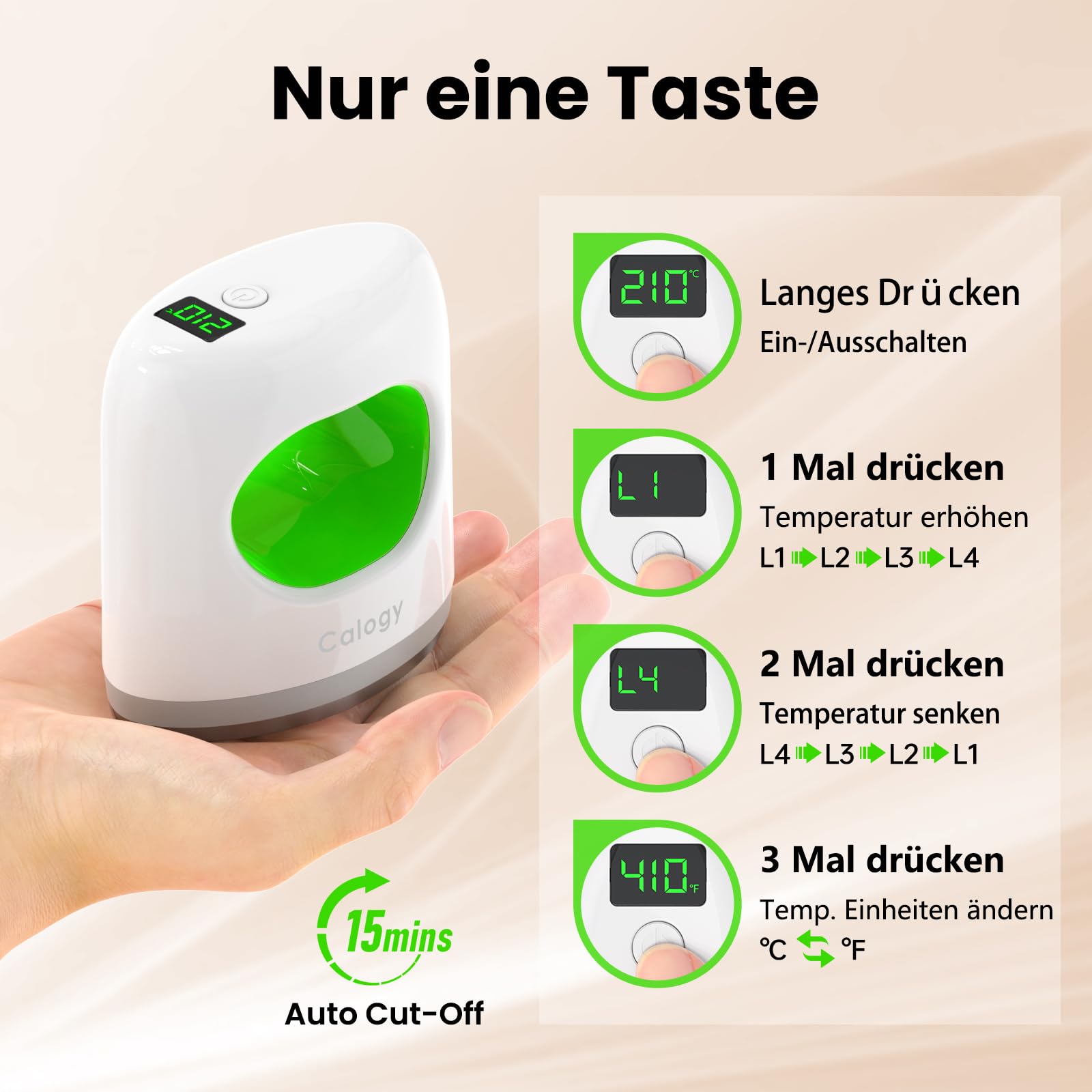 Calogy Mini Heat Press Machine 4 Stufen Temperatur max 210℃ Heißpresse für T-Shirts Schuhe Tassen