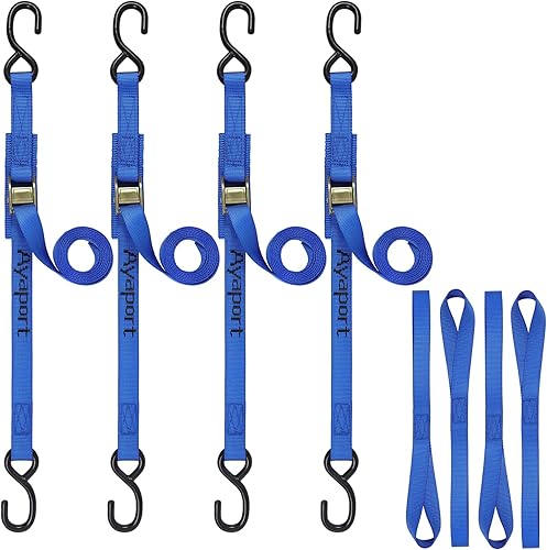 Miniatura 19 de Ayaport Correas de amarre con hebilla de leva de 6 pies y 2200 libras de resistencia a la rotura con ganchos en S para motocicleta, kayak