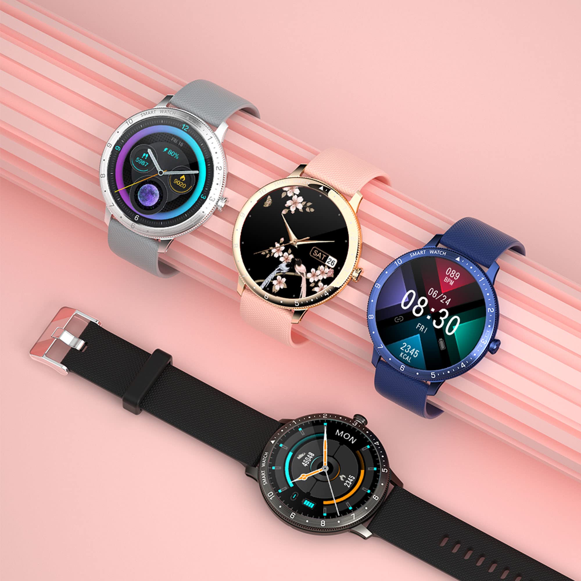 Montre Connectée Femme 2022 avec Appel/Numérotation Bluetooth Smartwatch Sport IP67 avec Lecteur de Musique Fonction Féminine Podomètre Fréquence Cardiaque Bracelet