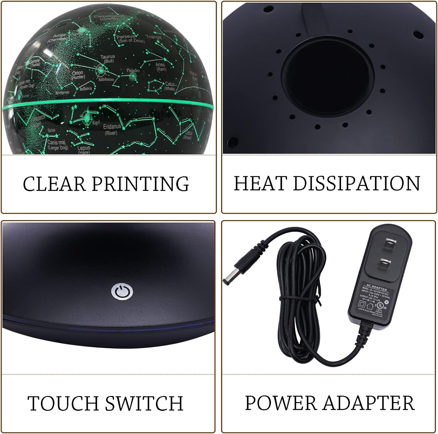 Magnetic Levitating Globe with LED Light,Floating Globes Constellation Ball Night Light Cool Tech Children Educational Gift Home Office Desk Decor