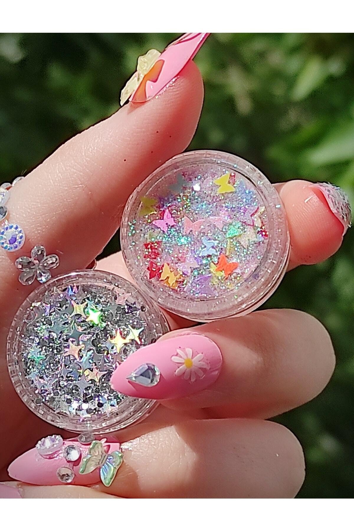 Hb Tasarım Glitter Jel Far Soft Seri Ikili Kelebek-Yıldız Parlak Glitter, serashinegozfarı169