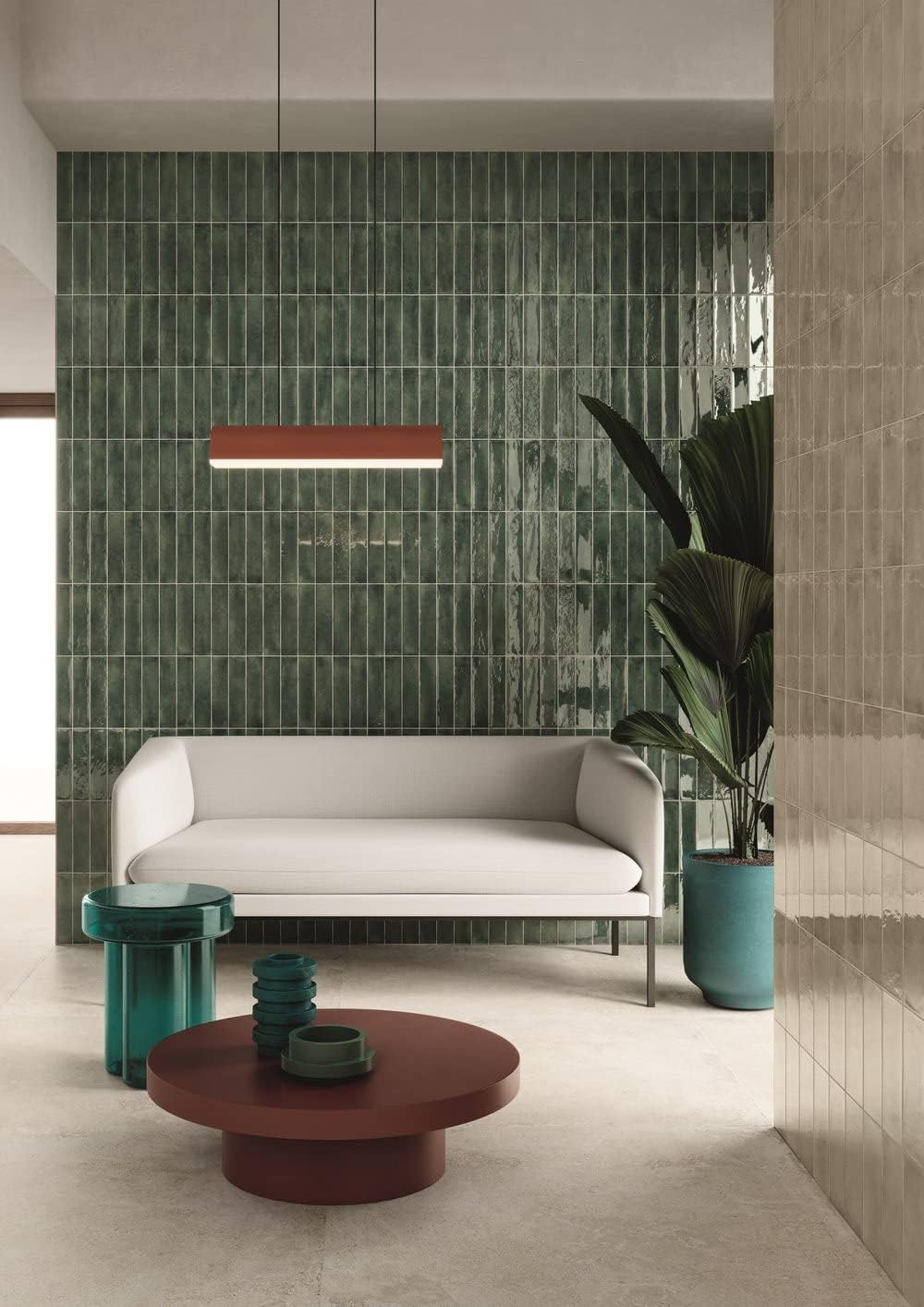 Tenedos Scandiano Handmade Glossy 2.5x10 Subway Porcelain Wall Tile backsplash for Kitchen, Bathroom Shower, Accent Decor, Fireplace (Dark Green, Box of 50 Pieces) (8 Square feet)