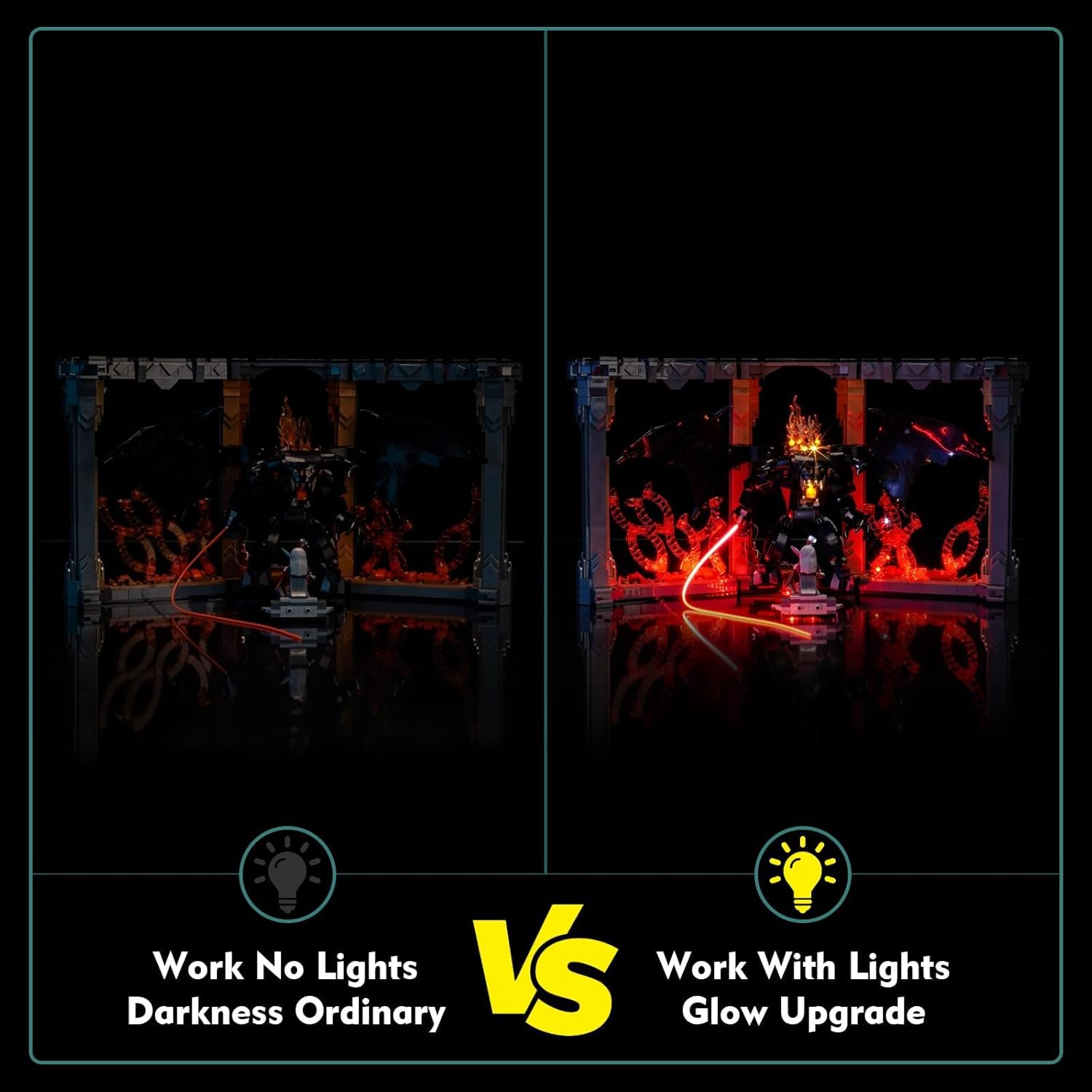 Light kit Compatible with Lego 10367 Balrog Book Nook - No Model Only Light, LED Lighting Accessories Compatible with Lego Inferno Bookshelf Decor (Standard Version)