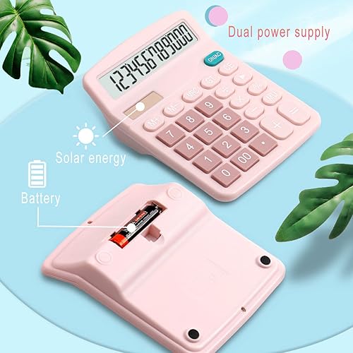 Miniatura 8 de YOUHO Calculadora electrónica de función estándar de doble potencia de batería solar con pantalla LCD grande - blanco