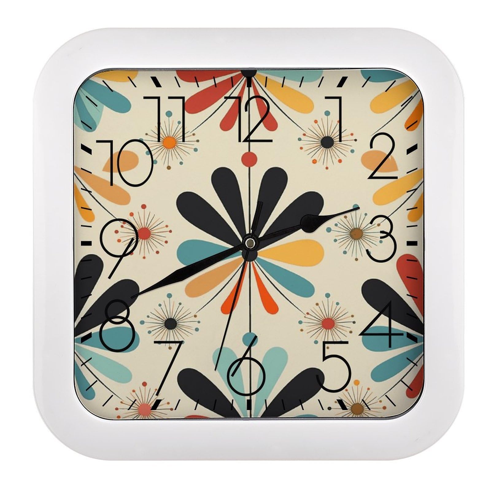 LDGSUPH Retro Modern Wall Clock Silent Non-Ticking Modern Clock Personalized Vintage Square Clocks for Travel Office Kitchen Home Decorative Clocks 10.2 Inch