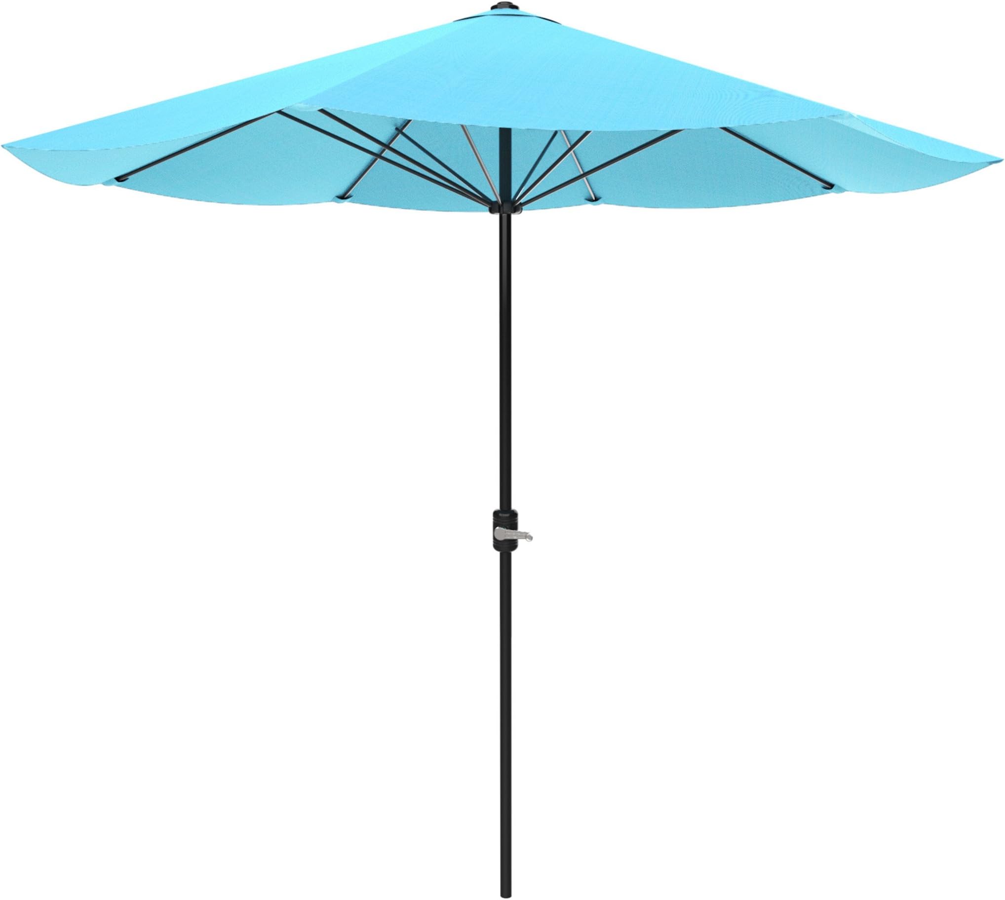 Pure Garden Patio Umbrella with Vented Canopy - 9 Ft Easy Crank Outdoor Umbrella for Shade - For Deck, Balcony, Porch, Backyard, or Pool (Light Blue)