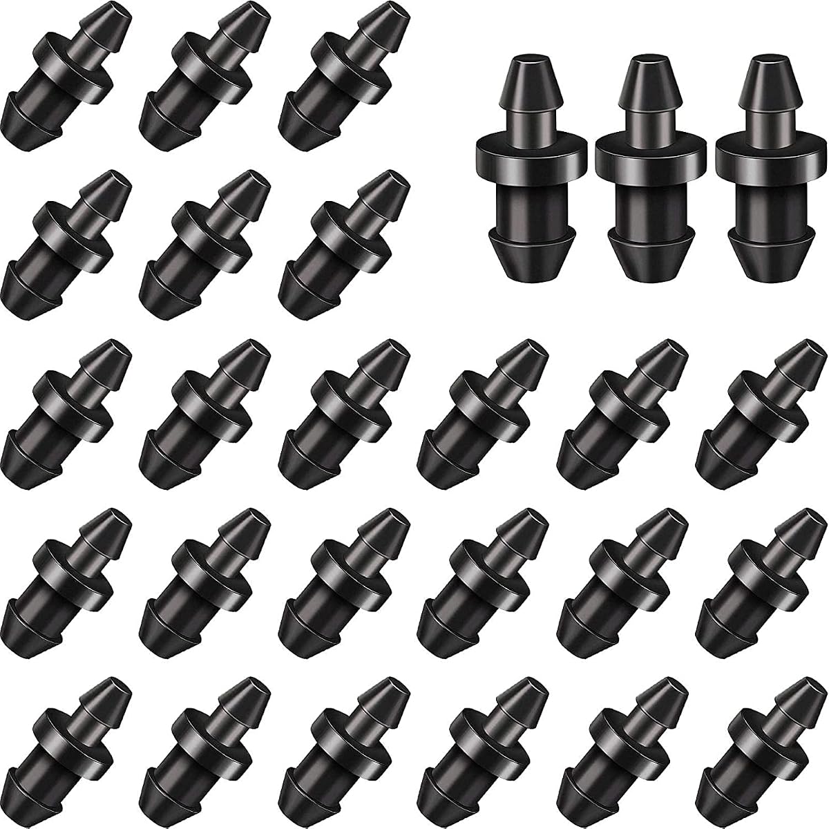 60 piezas de tapones de extremo de tubo de púas de 1/4", conectores de púas, tapa final para sistemas de goteo o aspersores