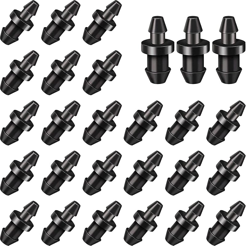 60 piezas de tapones de extremo de tubo de púas de 1/4", conectores de púas, tapa final para sistemas de goteo o aspersores