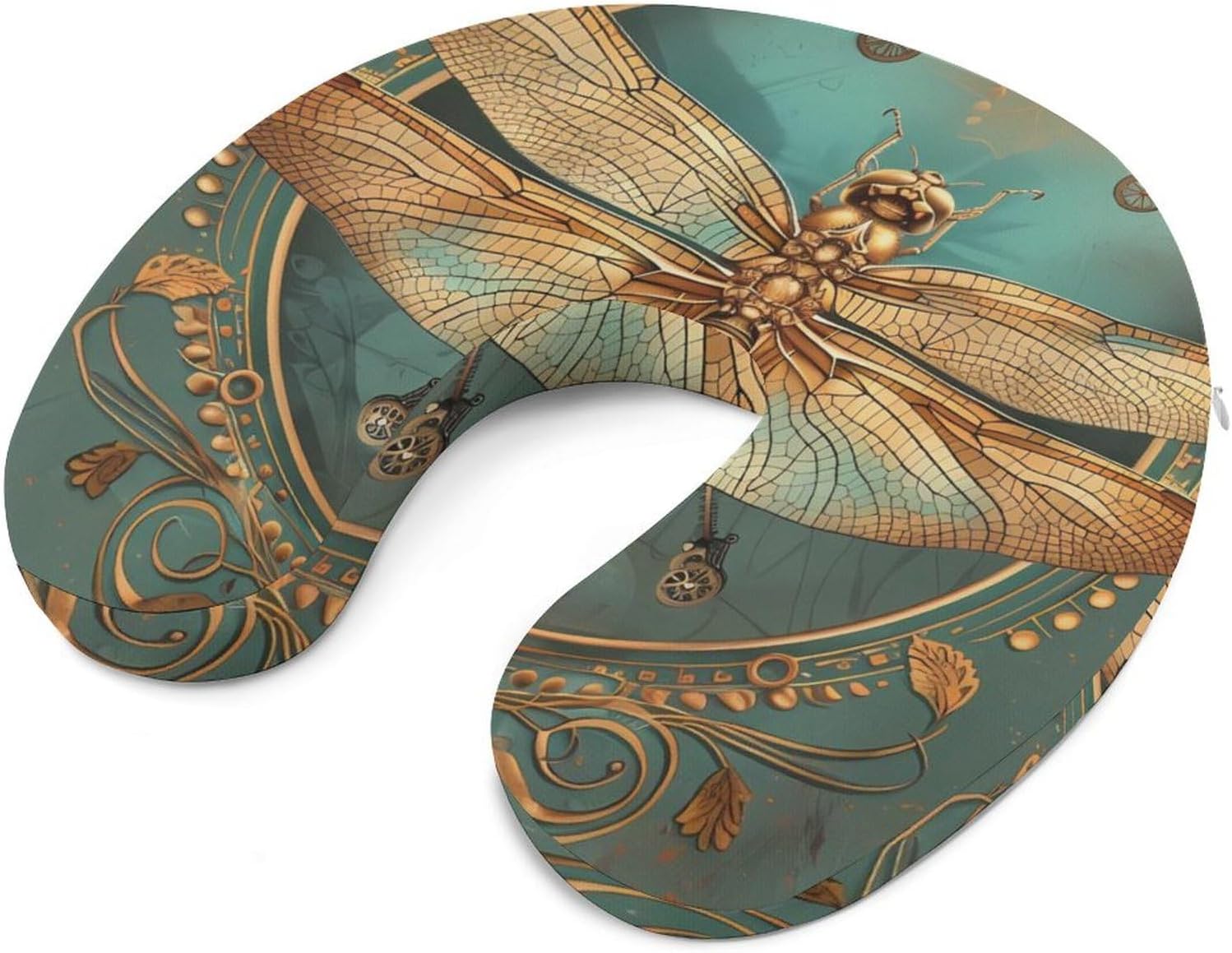 Vintage Gold Dragonfly Funny Travel Pillow U Shaped Memory Foam Neck Pillows Portable for Flight Car Home Office