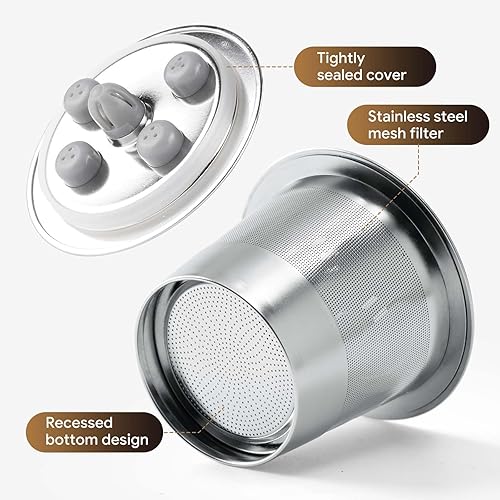 Miniatura 8 de K Cups reutilizables de acero inoxidable para K eurig Supreme & Supreme Plus, tazas K reutilizables de cinco agujeros, universal, K-eurig, filtro de