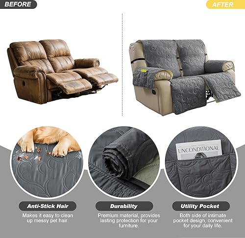 Vista 102 de Funda para silla reclinable 100% impermeable, fundas de silla reclinable para silla reclinable, funda de tela antideslizante para sala de estar