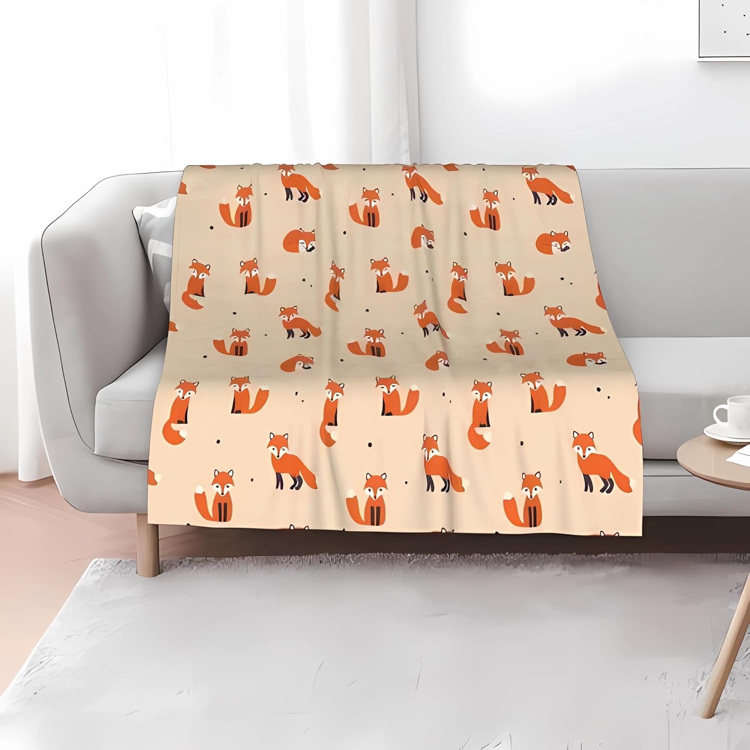 AERICKON Vintage Cute Little Red Fox Fleece Throw Blanket Soft Light