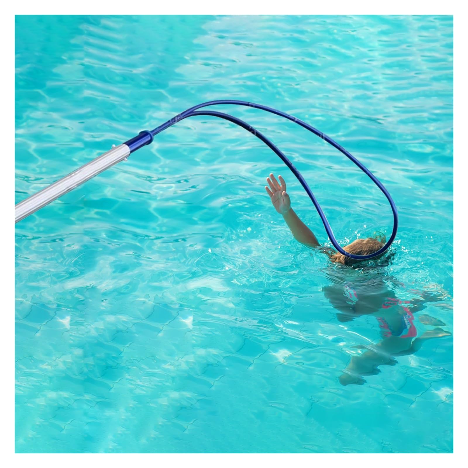 GHHVFEC Telescopic Pool Pole for Water Rescue and Safety, Lightweight Design with Body Hook for Emergency Use