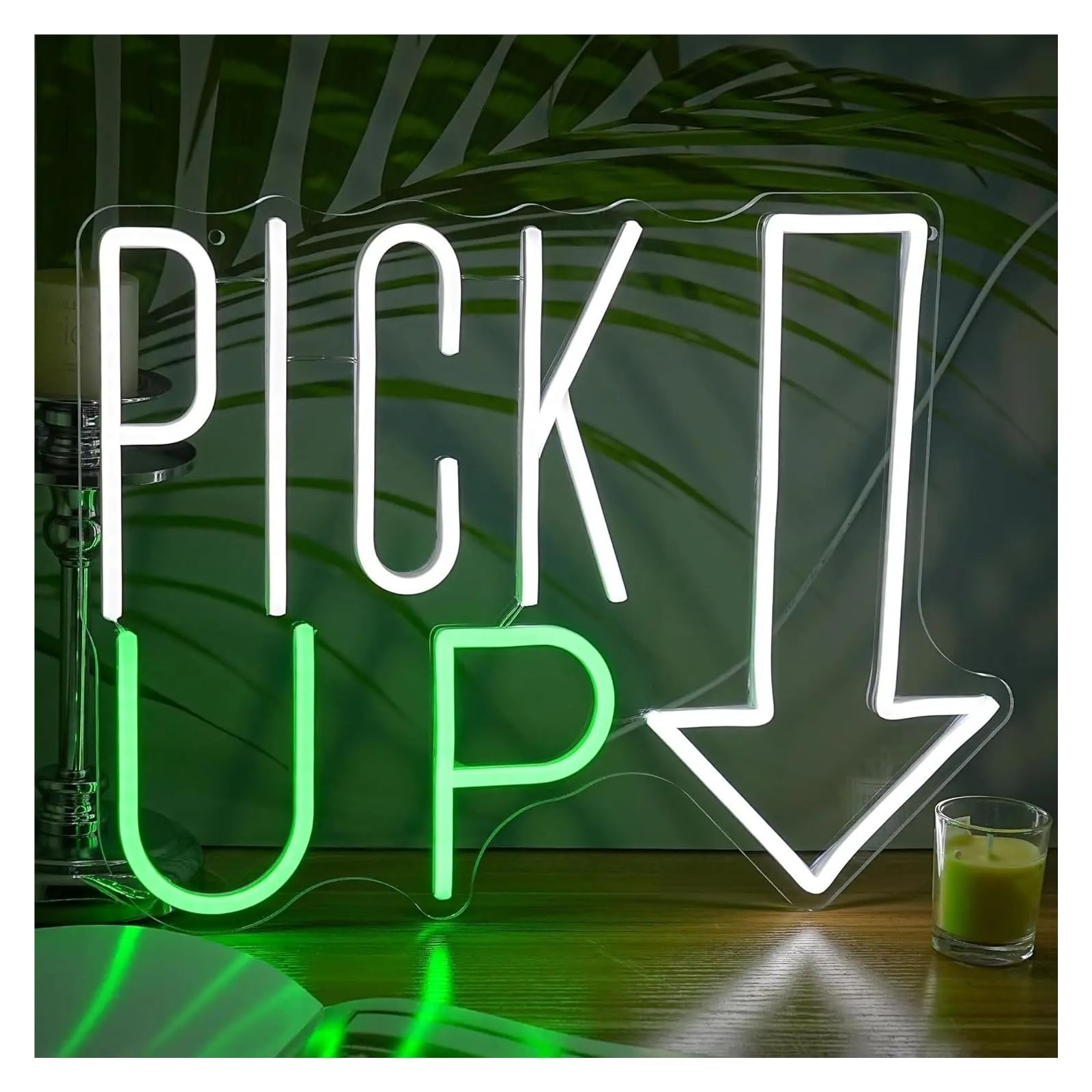 Luces de neón Letrero De Neón"Pick Up" Luz LED USB Para Tienda, Restaurante, Bar, Aperitivos, Café, Decoración Tiki, 38x29cm