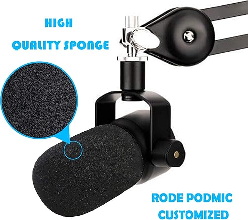 Miniatura 3 de PodMic - Cubierta de espuma con filtro pop, cubierta de viento para micrófono, personalizada para micrófono de podcasting Rode PodMic para bloquear