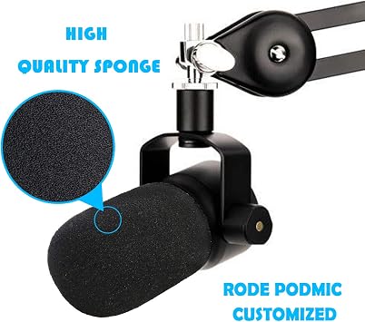 PodMic Pop Filter Foam Cover - Mic Windscreen Wind Cover Customized for Rode PodMic Podcasting Microphone to Blocks Out Plosives