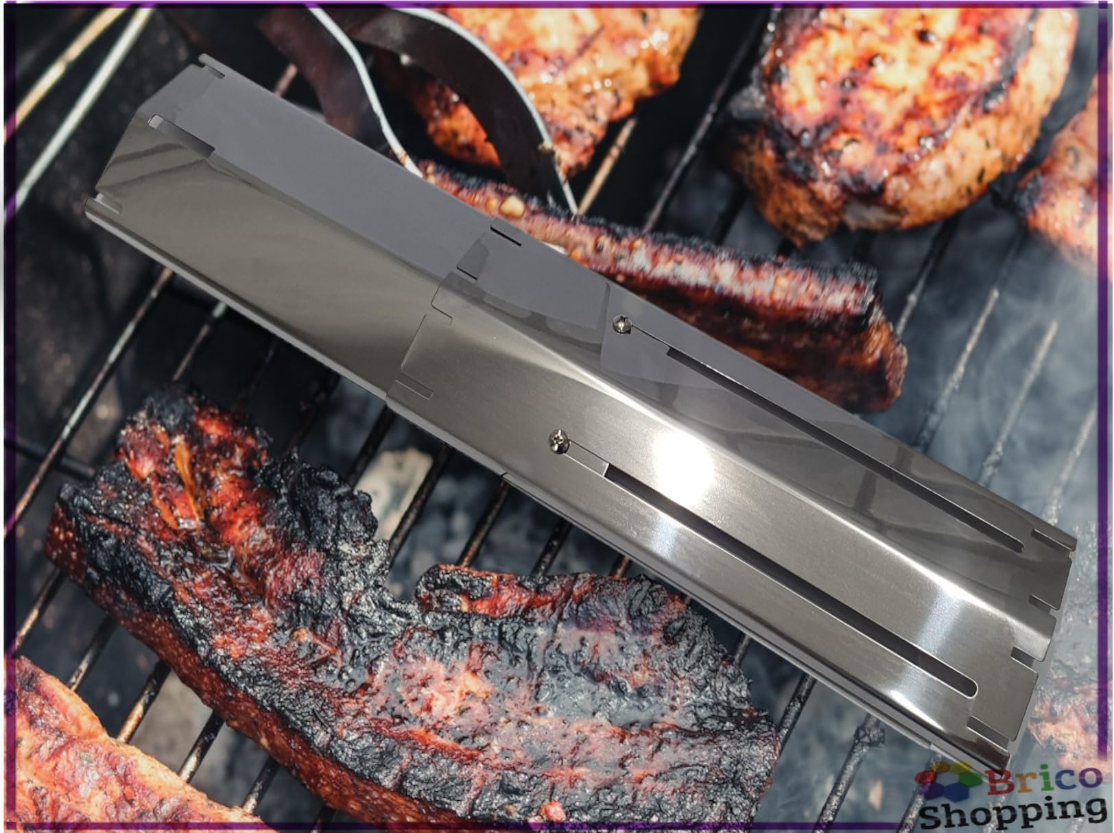 BricoShopping® Difusor de Calor para Barbacoa a Gas Repuesto UNIVERSAL REGULABLE INOX Quemador de Repuesto Parrilla Difusora de Chispas Cubierta de Protección Placa para Cubrir los Quemadores (Acero
