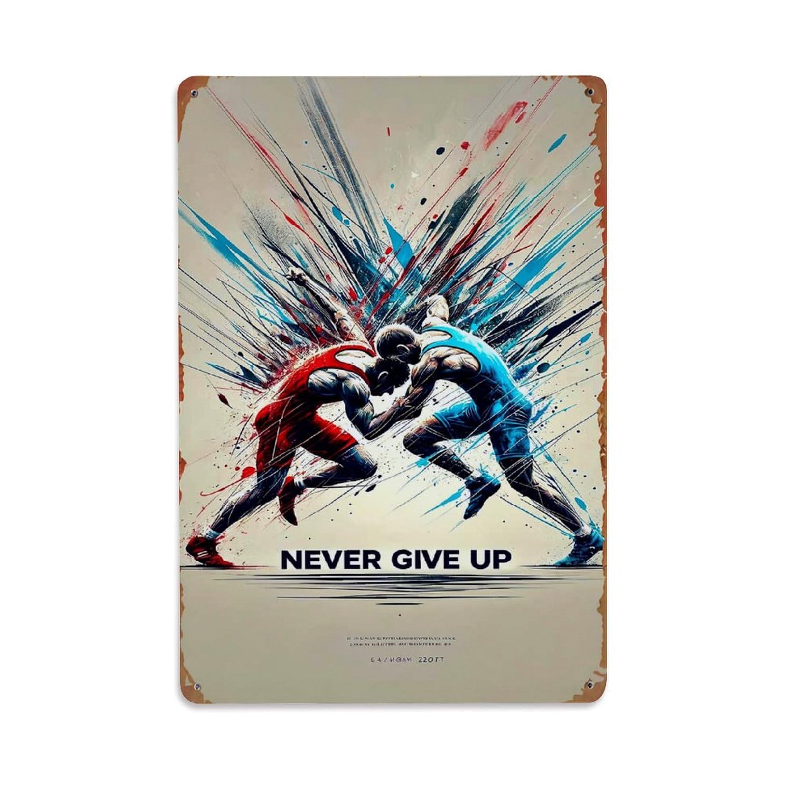 Jdfenggu Vintage Dynamic Wrestling Action Artwork Retro Metal Tin Sign, Decor Art Poster For Bar, Home, Man Cave, Kitchen, Laundry Room Gift 8X12inch