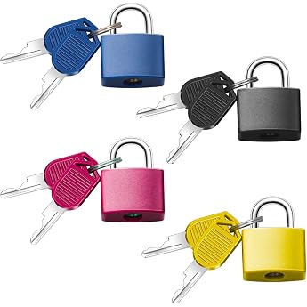 4 Pieces Suitcase Lock Mini Padlock Luggage Locks with Keys Colourful Luggage Locks Hang Lock for Suitcases Cupboards Lockers Tool Boxes