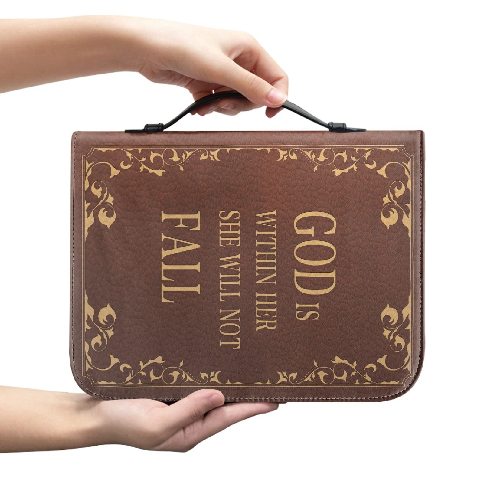 Custodia Bibbia in pelle grande con cerniera personalizzata borsa biblica donna Blu L