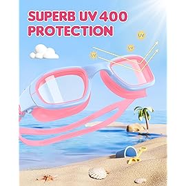 Zeligerstar Kids Swim Goggles,Swimming Goggles for Kids 6-14, Anti-Fog UV Protection Pool Glasses for Boys Girls (Pink/Blue+Clear Lens)