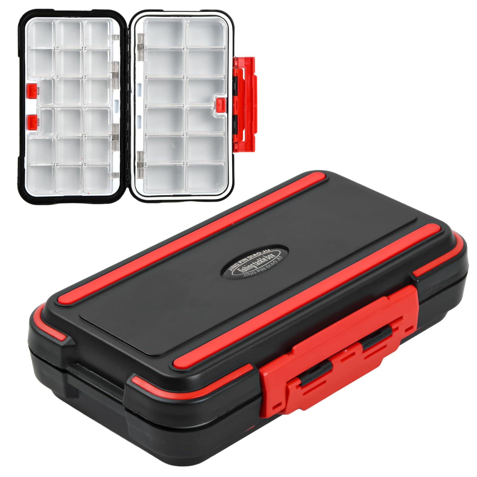 Caja para Aparejos Pesca Caja Organizadora para Equipo de Pesca con 30 Compartimento Transparente Estuche Portátil para Equipamiento de Pesca Caja para Accesorios de Pesca(negro)