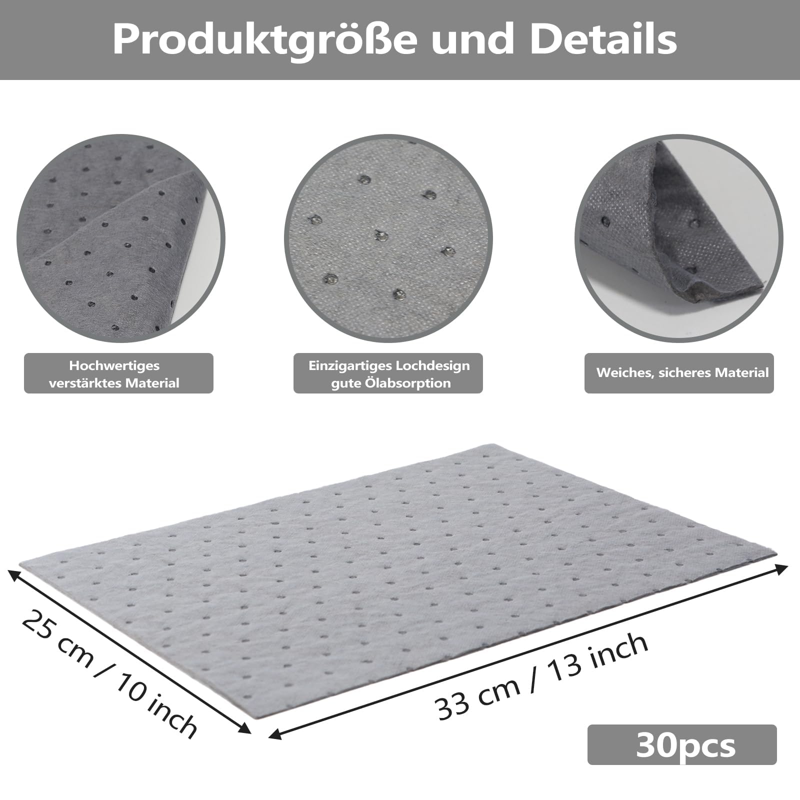 Lot de 30 chiffons d'aspiration d'huile, universels, tapis de liaison d'huile, tapis d'entretien de l'huile, tapis absorbant les gouttes d'huile, tapis absorbant l'huile, pour atelier, garage