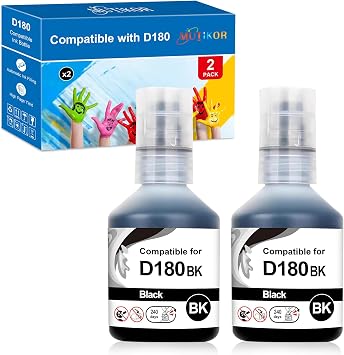 D180 Ink Refill Bottles Black Replacement for Brother BTD180BK Black Ink Bottle Compatible for Brother DCP-T580DW DCP-T583DW DCP-T780DW Printer 2 Black